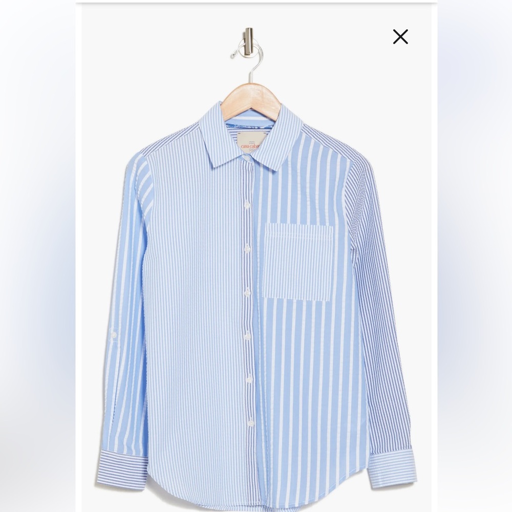 Casa cabana light blue striped shirt